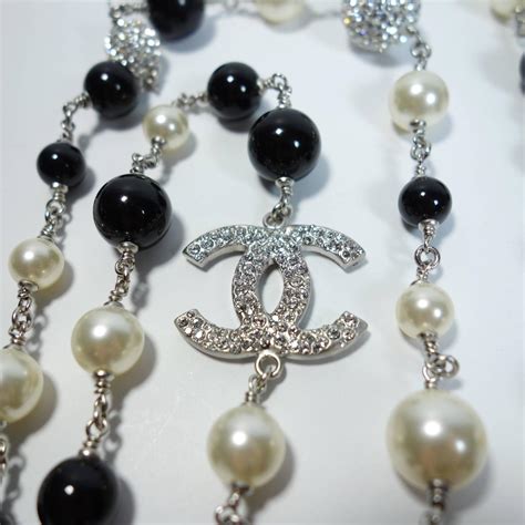 black crystal necklace chanel|chanel black and white necklace.